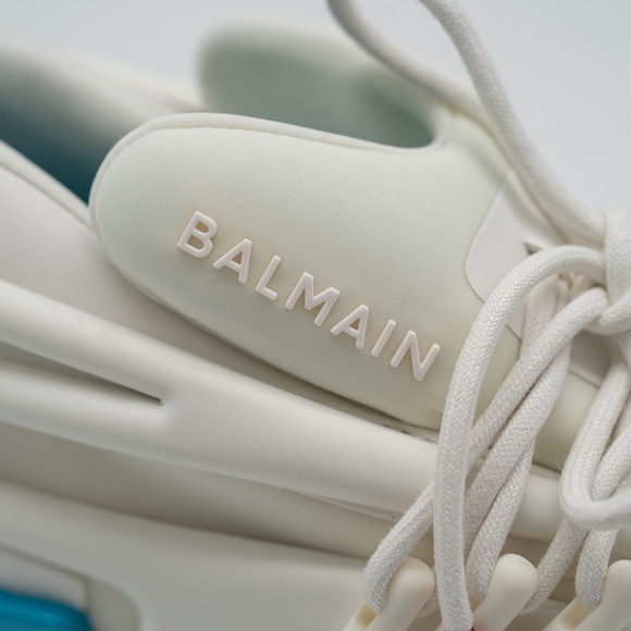 size 42 9 US Balmain Unicorn White Blue Sneakers Neoprene - Picture 8 of 14